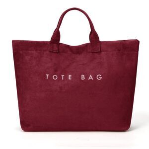 6997 Suede Tote Bag Large Soft Tote Bag for Work Travel Letter Print Hobo